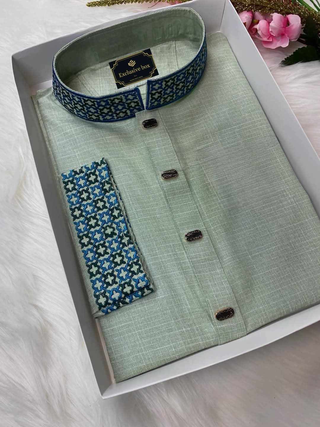 Embroidered Premium Punjabi Olive