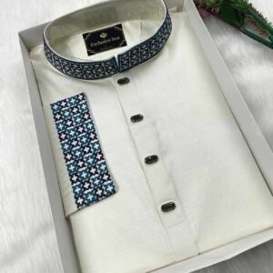 Embroidered Premium Punjabi Lite Off white