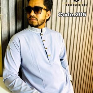 Embroidered Premium Punjabi Ash Colour