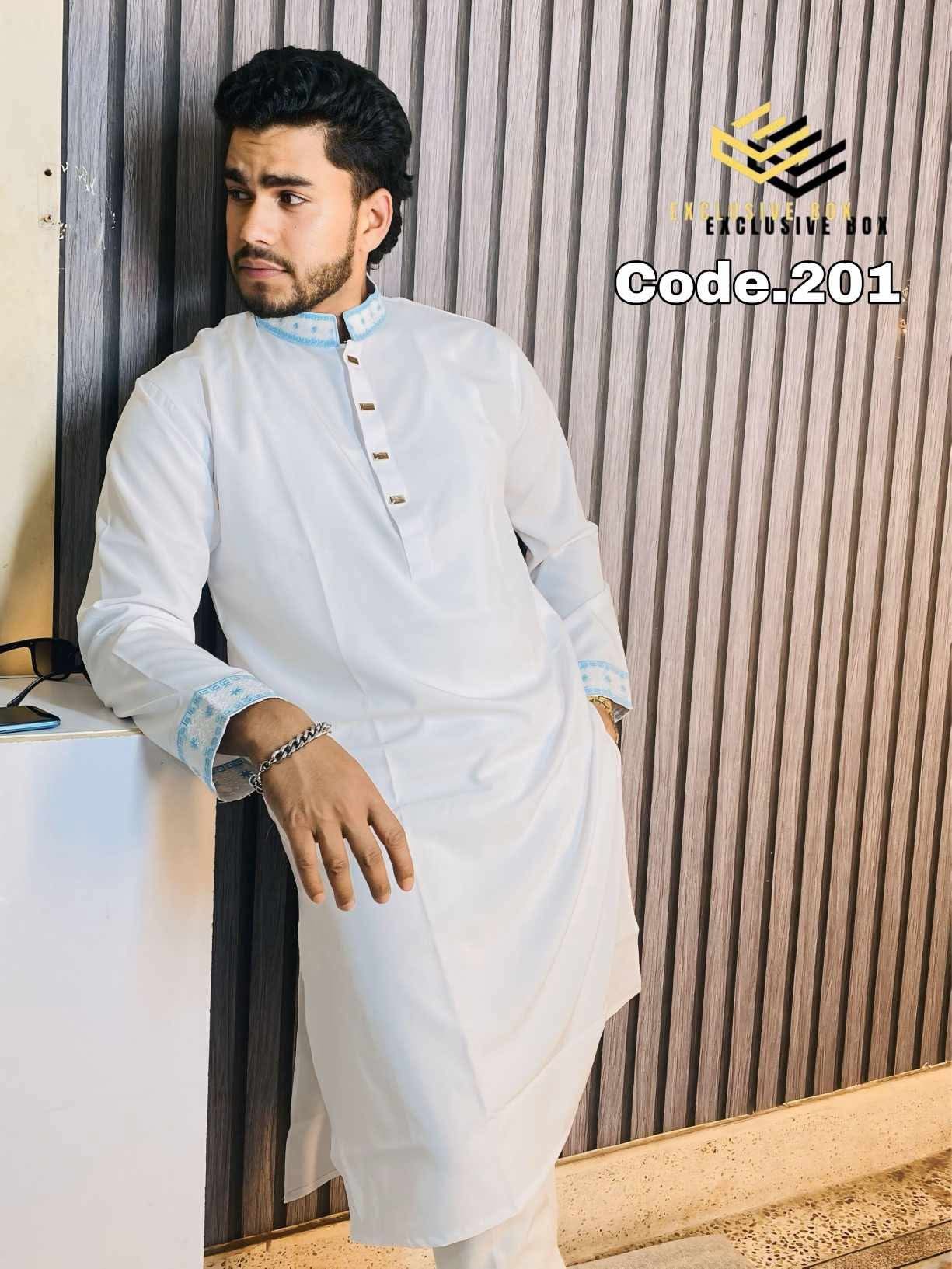 Embroidered Premium Punjabi White Colour