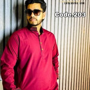 Embroidered Premium Punjabi Maroon Colour