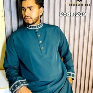 Embroidered Premium Punjabi see green Colour