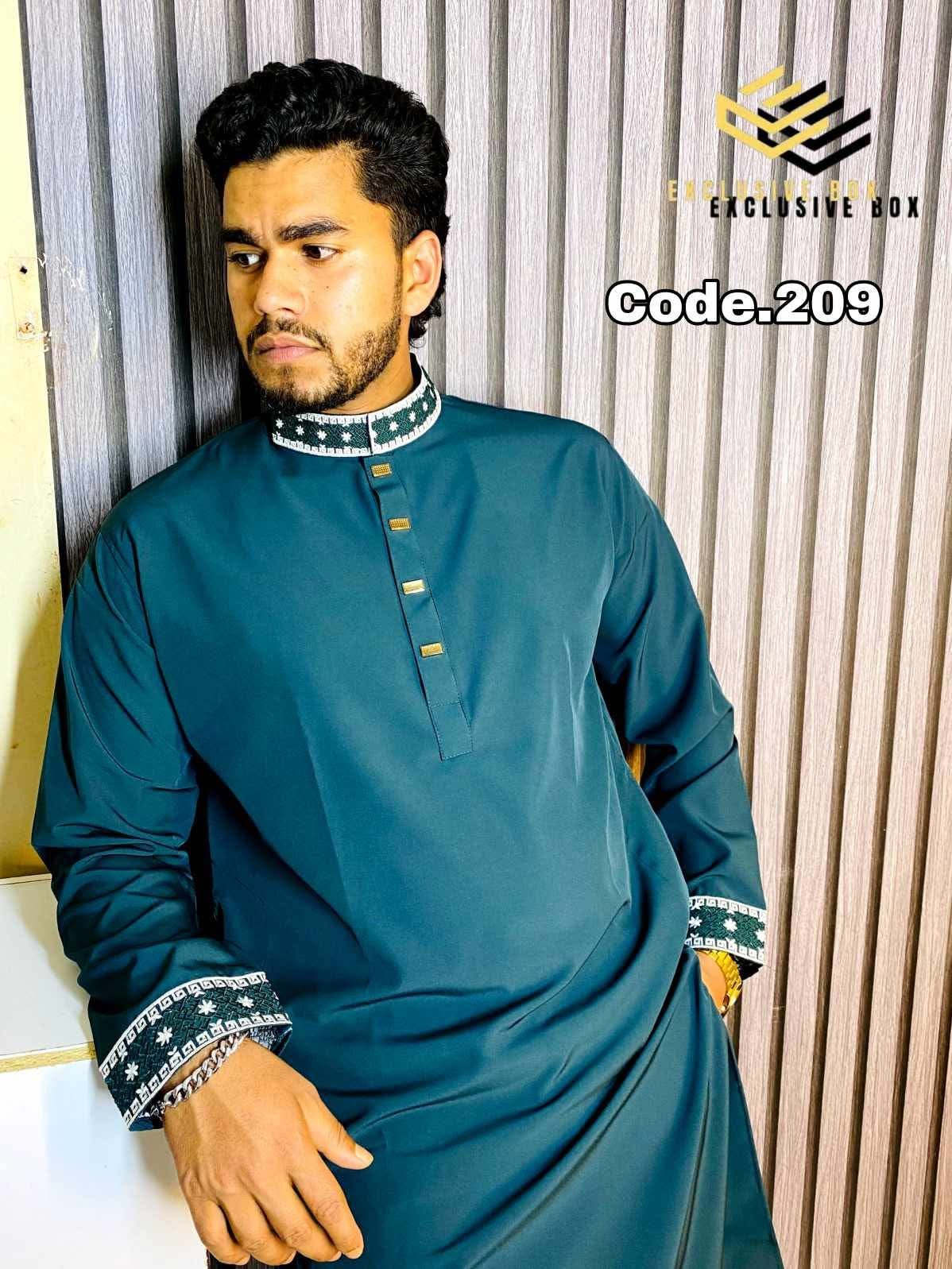 Embroidered Premium Punjabi see green Colour
