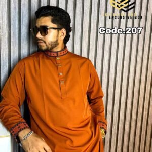 Embroidered Premium Punjabi Orange Colour