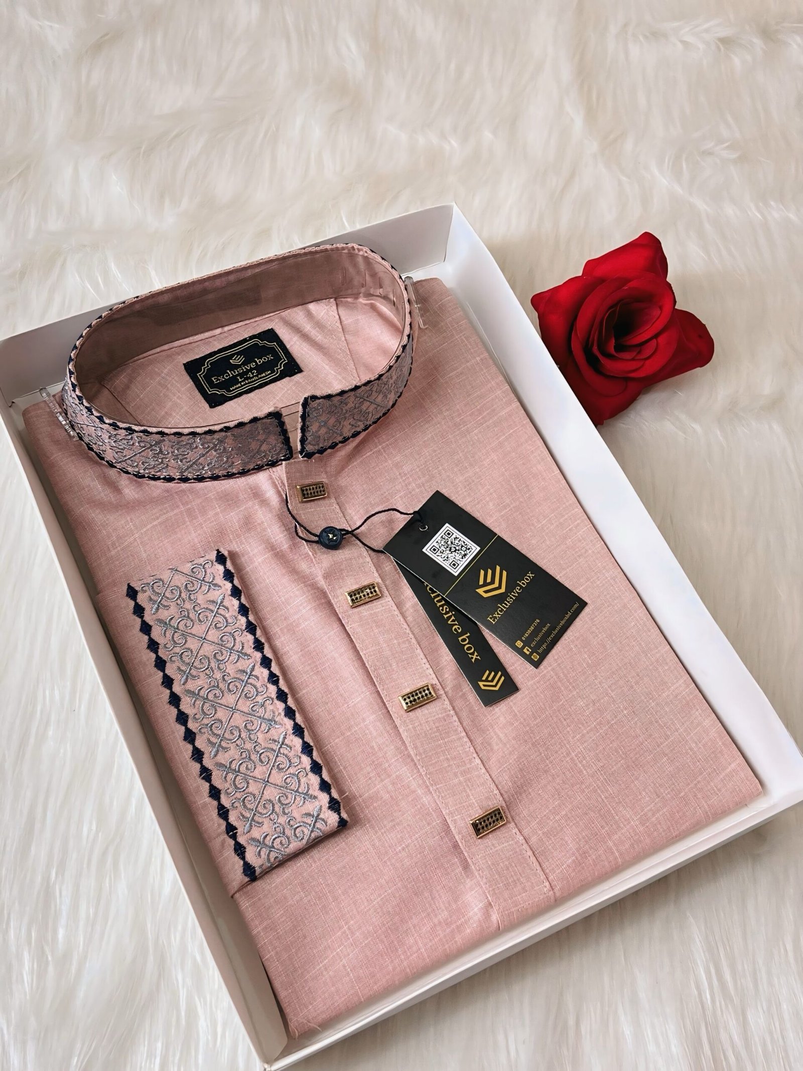 Embroidered Premium Punjabi Onion Colour