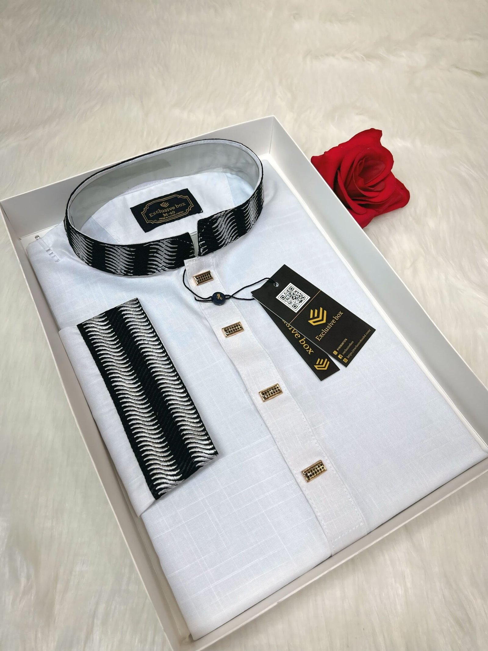 Embroidered Premium Punjabi White Colour