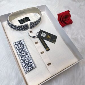 Embroidered Premium Punjabi Off White Colour