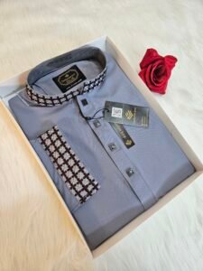 China stitch Embroidered Premium Punjabi Ash Colour