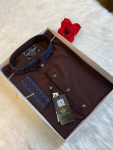 China stitch Embroidered Premium Punjabi Coffee Colour