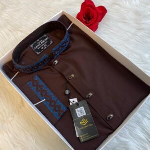 China stitch Embroidered Premium Punjabi Coffee Colour
