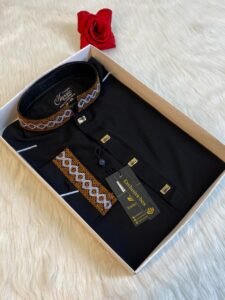 China stitch Embroidered Premium Punjabi Black Colour