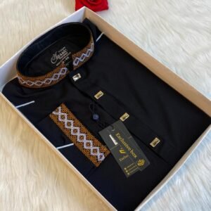 China stitch Embroidered Premium Punjabi Black Colour