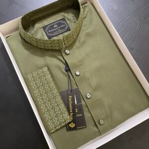 Embroidered Premium Punjabi Olive