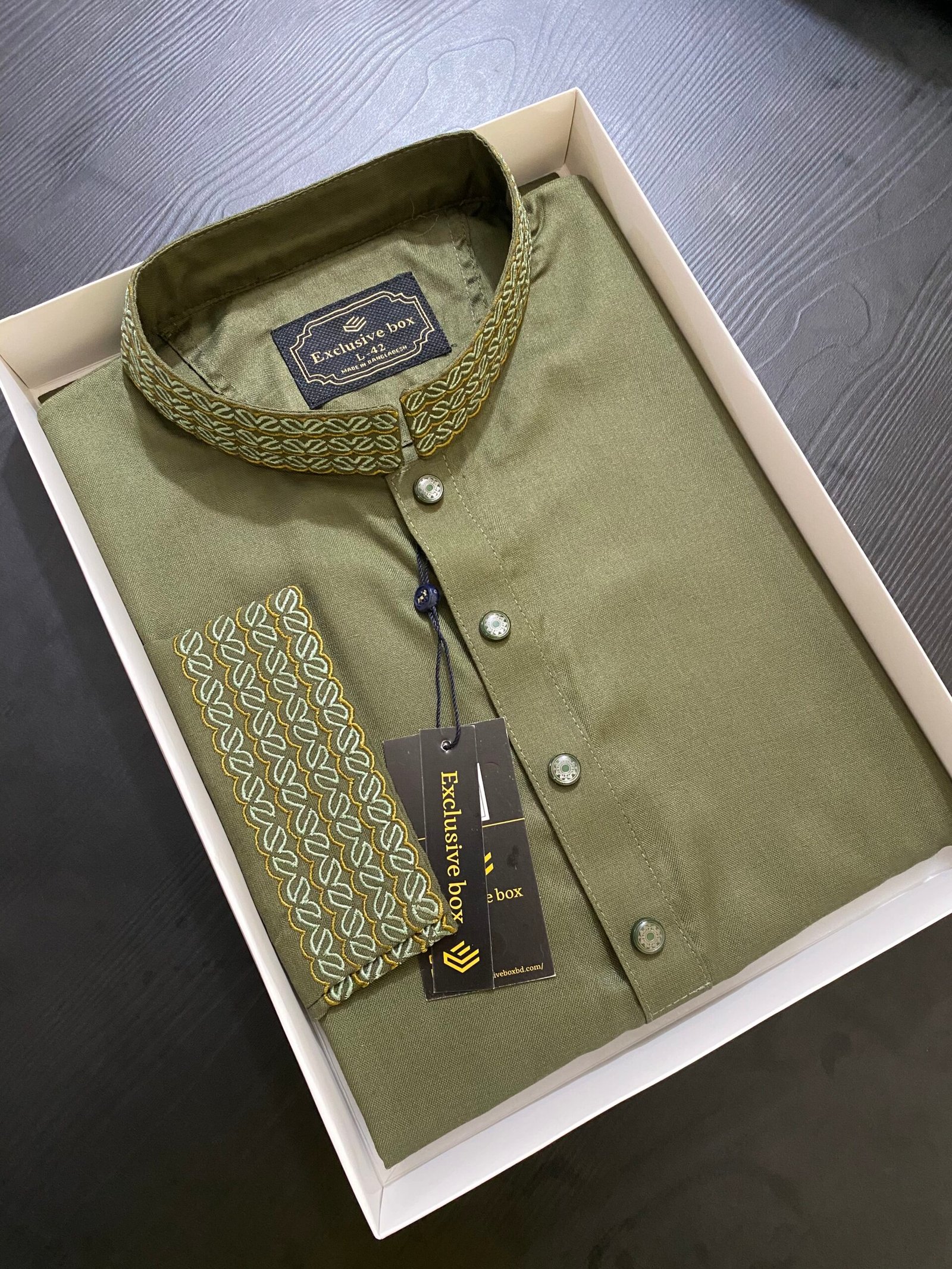 Embroidered Premium Punjabi Olive